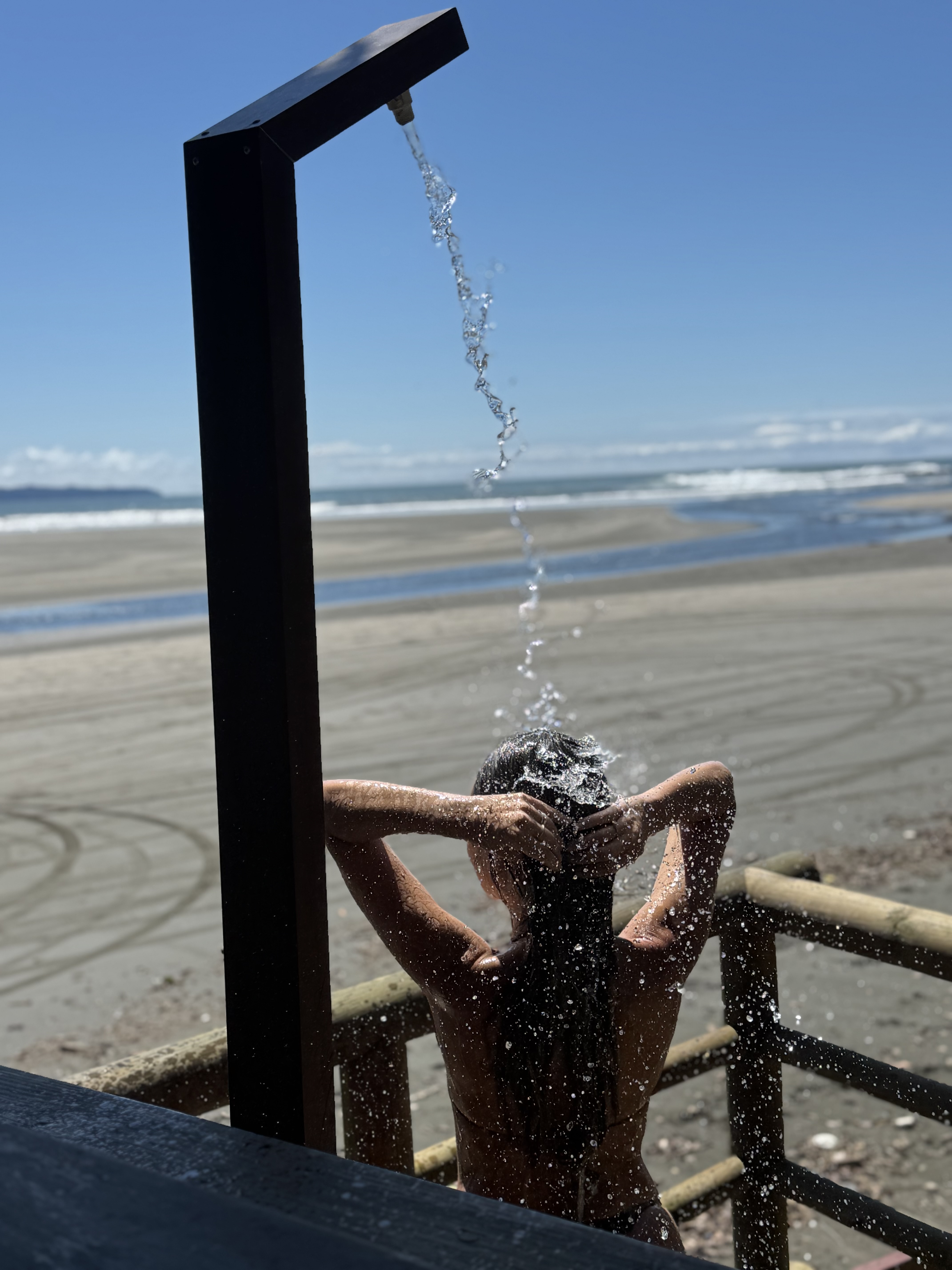 Outdoor shower overlooking Playa Estero